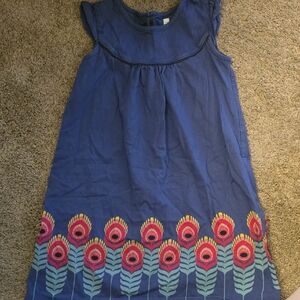 Tea Collectiob Blue Kids Dress with Peacock Feather Design